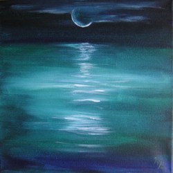 Mondschein über dem Wasser (30 x 30 - 75 €)